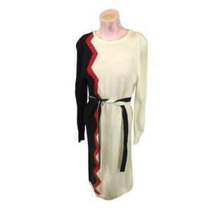 Vintage Sunshine Alley Women’s 1980s Belted Midi Sweater Dress Size M